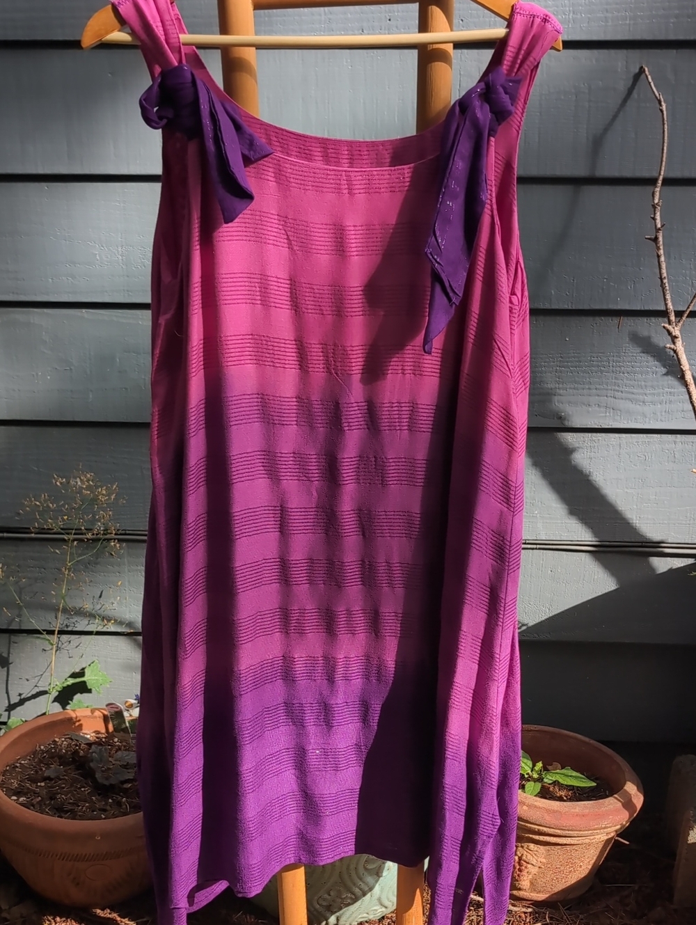Sherbert Ombre Vintage Pink and Purple Tie-Shoulder Sundress No Tags